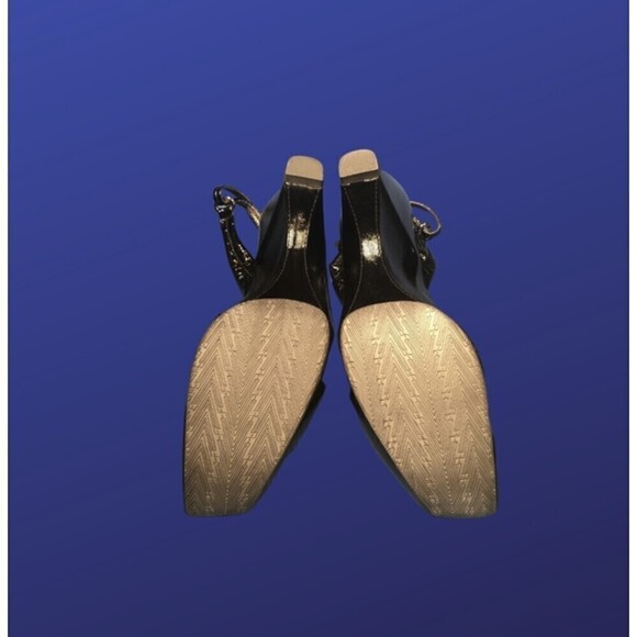 VIA SPIGA Faux Patent Leather Platform Wedge Sandal, GLOSS BLACK, Size 8.5,NWOB* - Picture 7 of 8